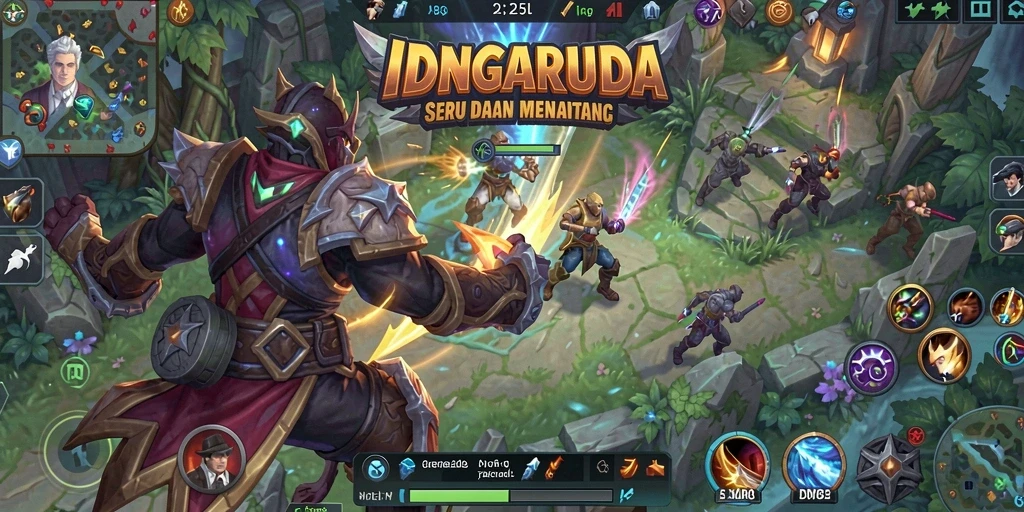 Screenshot gameplay IDNGARUDA menampilkan aksi pertempuran seru.