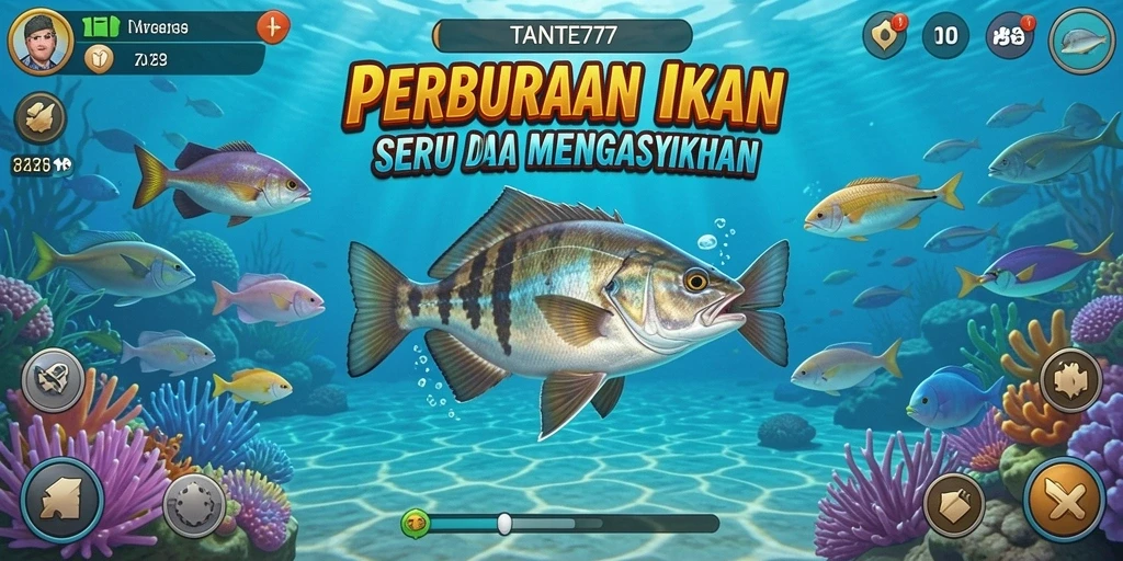 Screenshot gameplay TANTE777 menampilkan aksi menembak ikan yang seru.