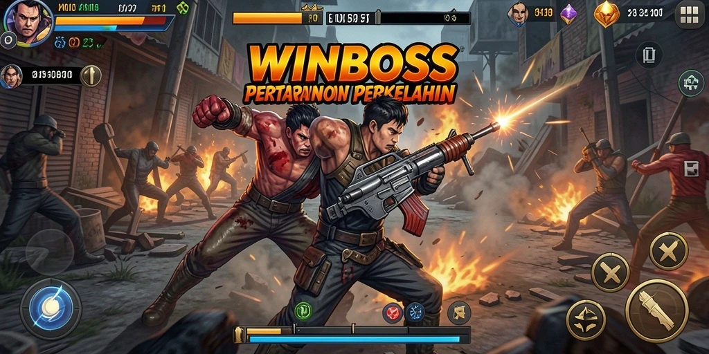 Gameplay pertarungan epik dalam WINBOSS dengan grafis menawan.
