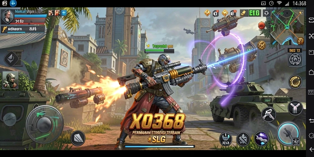 Screenshot utama menunjukkan aksi strategi mendalam dalam gameplay SLG.